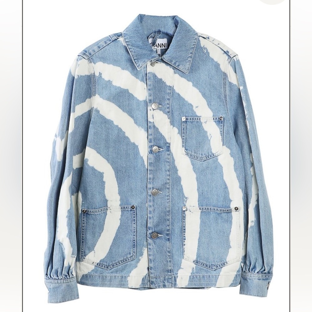 GANNI bleached tie dye denim jacket
